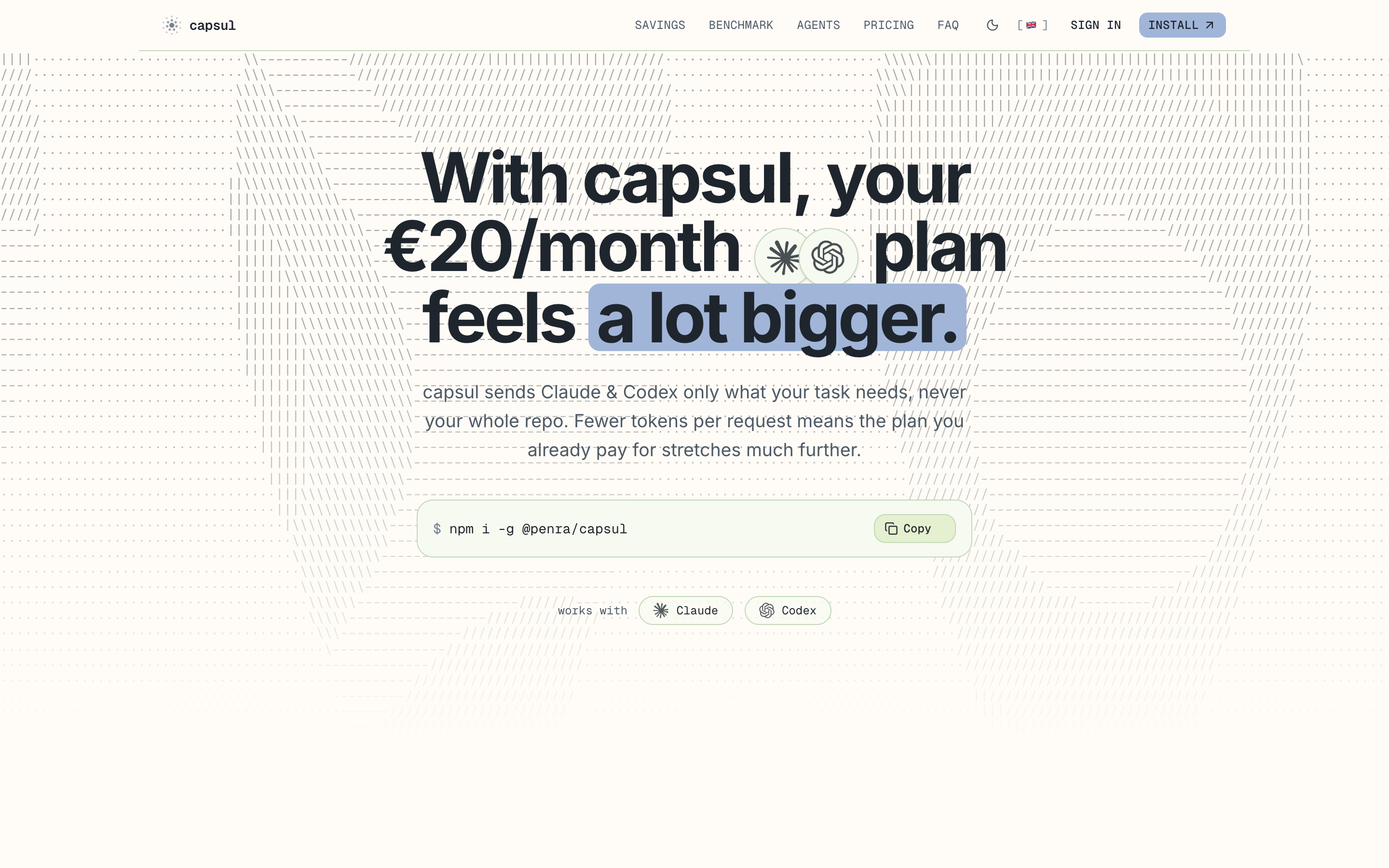 Home page of capsul.chat: the headline reads With capsul, your €20/month plan feels a lot bigger.
